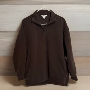 Athleta Large Cozy Karma 1/2 Zip Sweatshirt BROWN, EUC Soft, Thick And Pockets!